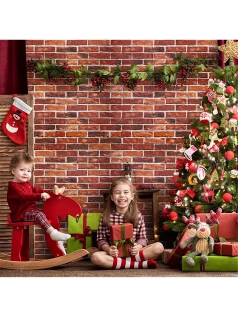 Red Brick Peel & Stick Wallpaper Removable Vinyl Contact Paper Fireplace 17x118